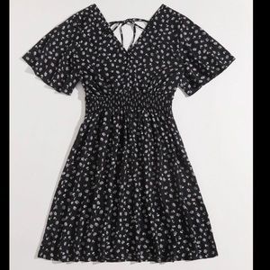 Butterfly Sleeve Cinched Dress